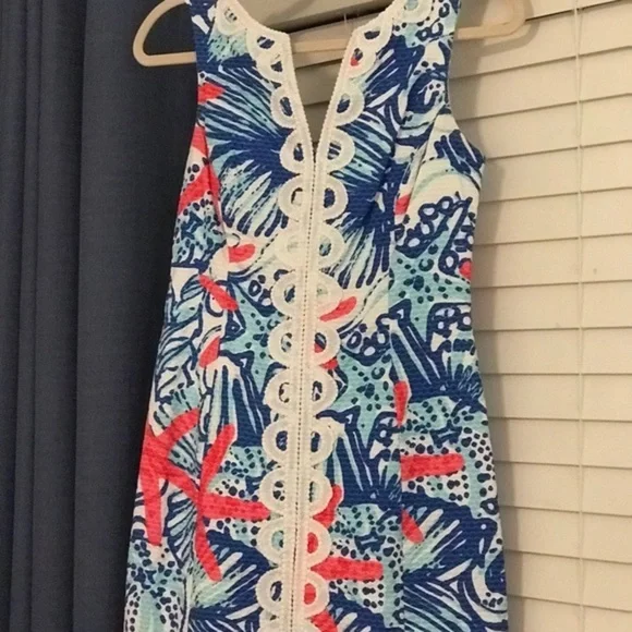 Lilly Pulitzer Size 0 She Shells Janice Shift Dress w/Lace Excellent Condition - Picture 13 of 16